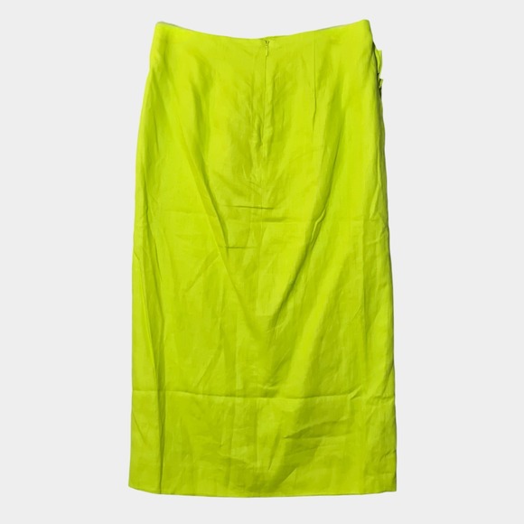 FARM Rio Lime Leaf Midi Skirt Linen Green S Tropical Vacation Resortwear NWT - Picture 5 of 12